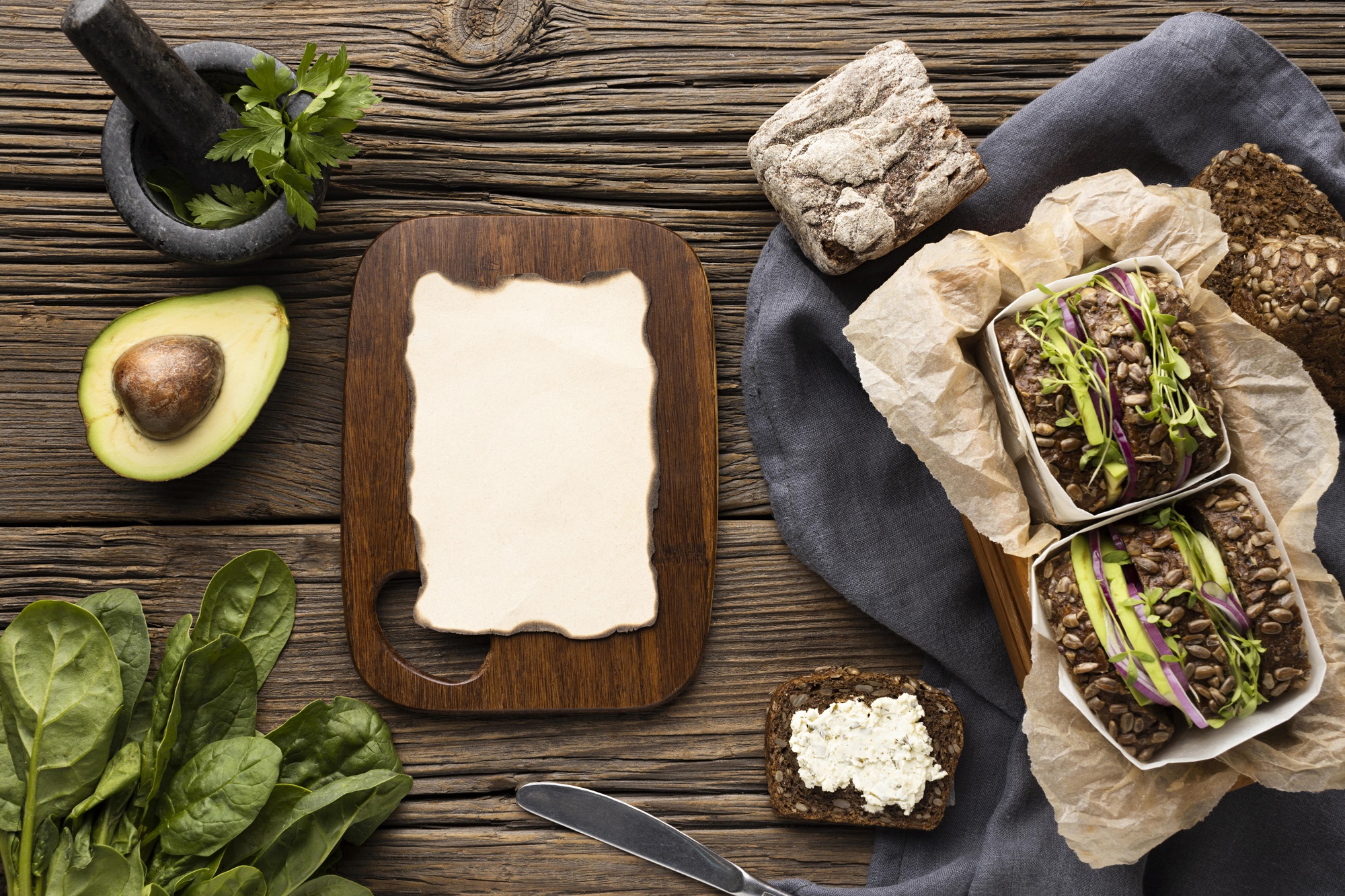 Sample plated menu on brown paper